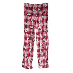 Hello Kitty By Sanrio Pajama Pants Womens Small Pink Plaid Polyester Fleece